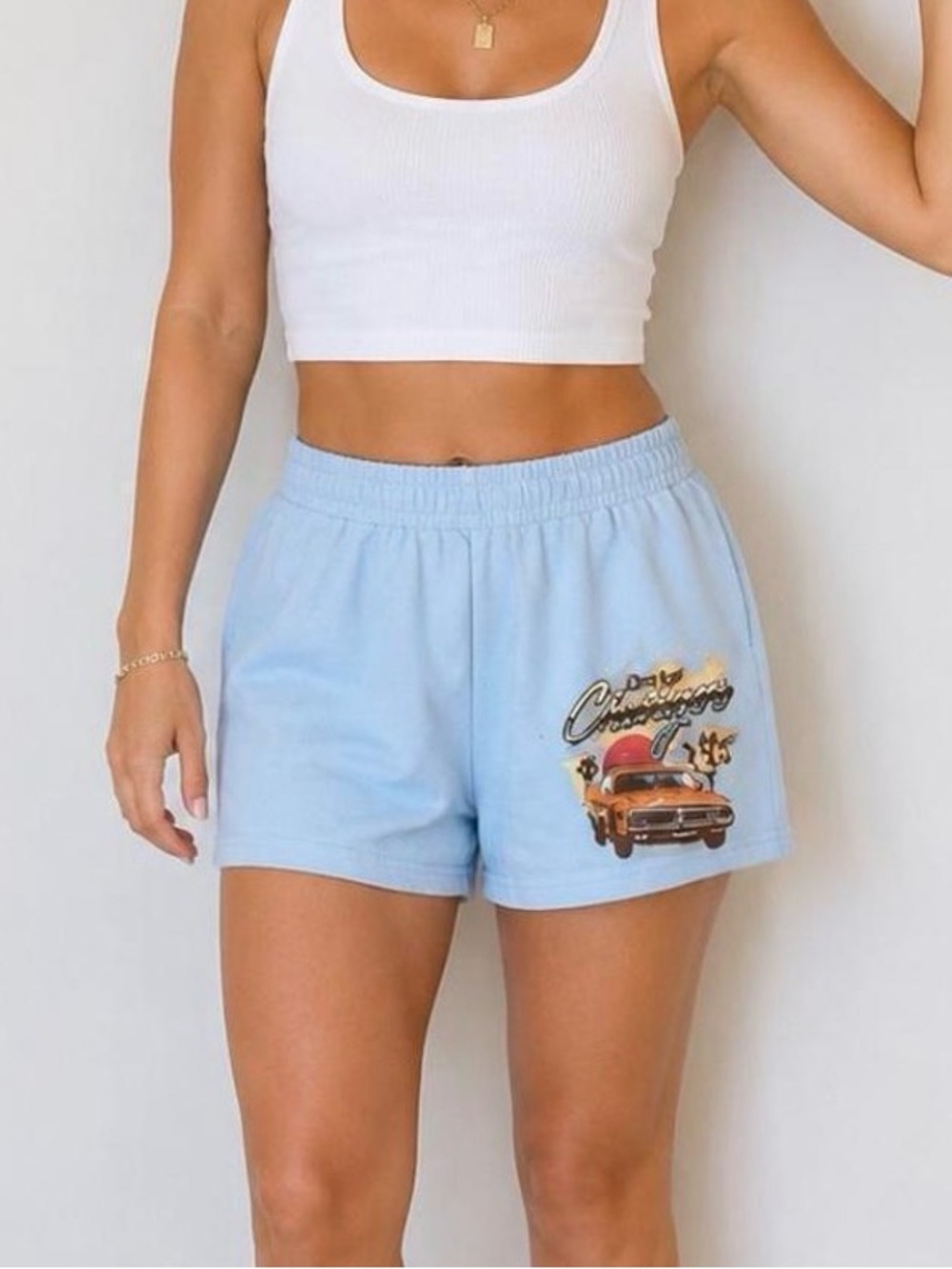 Vintage Route 66 Graphic Shorts Retro Americana Road Trip Y2K Lounge XS